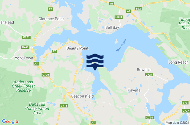 Mappa delle maree di Middle Arm, Australia