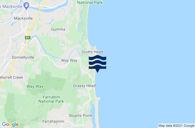 Mappa delle maree di Middle Beach, Australia