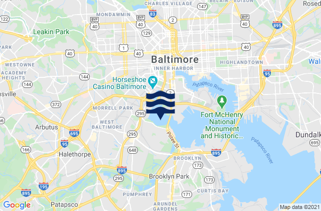 Mappa delle maree di Middle Branch, Baltimore Harbor, United States