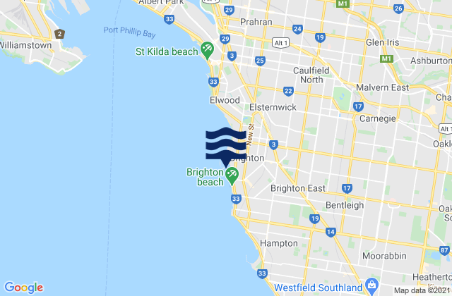 Mappa delle maree di Middle Brighton Pier, Australia