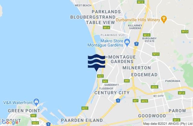 Mappa delle maree di MiddleRock, South Africa