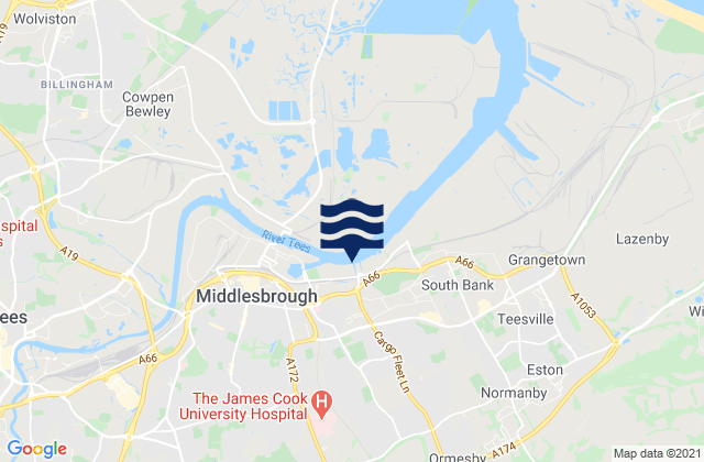 Mappa delle maree di Middlesbrough, United Kingdom