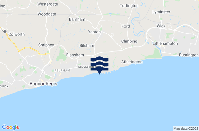 Mappa delle maree di Middleton-on-Sea Beach, United Kingdom