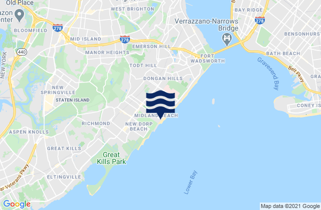 Mappa delle maree di Midland Beach Staten Island, United States