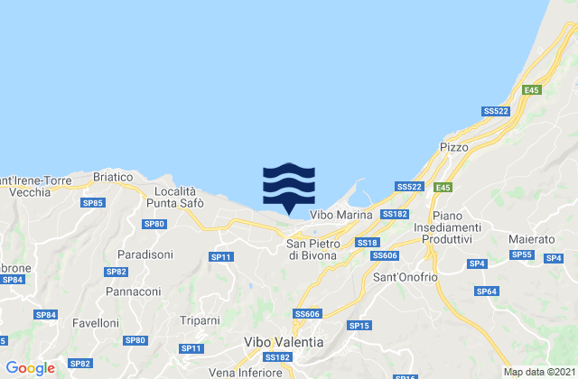 Mappa delle maree di Mileto, Italy