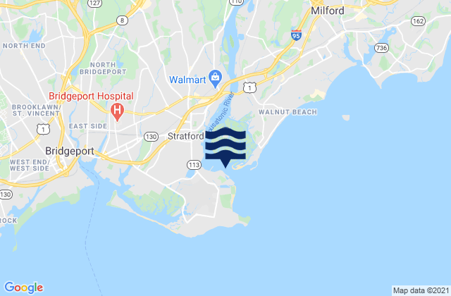 Mappa delle maree di Milford Point 0.2 mile west of, United States