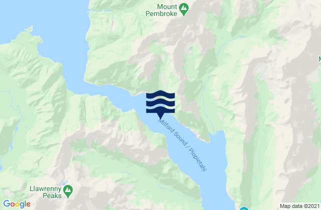 Mappa delle maree di Milford Sound/Piopiotahi, New Zealand