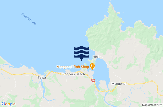 Mappa delle maree di Mill Bay, New Zealand