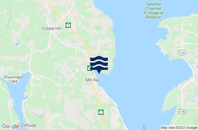 Mappa delle maree di Mill Bay, Canada
