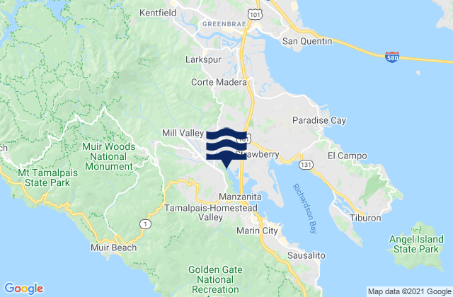 Mappa delle maree di Mill Valley, United States