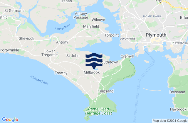 Mappa delle maree di Millbrook, United Kingdom