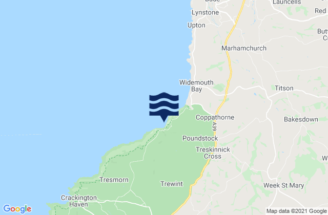 Mappa delle maree di Millook Haven Beach, United Kingdom
