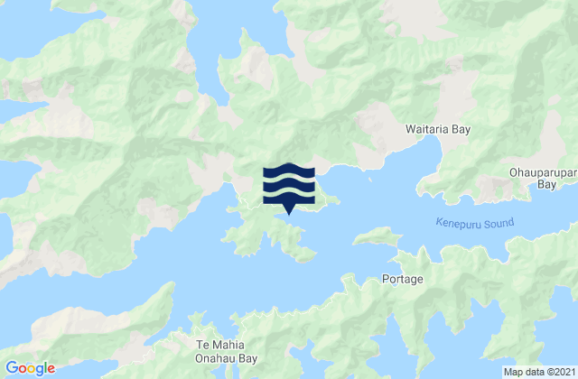 Mappa delle maree di Mills Bay, New Zealand