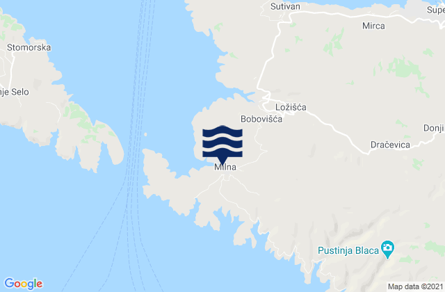 Mappa delle maree di Milna, Croatia