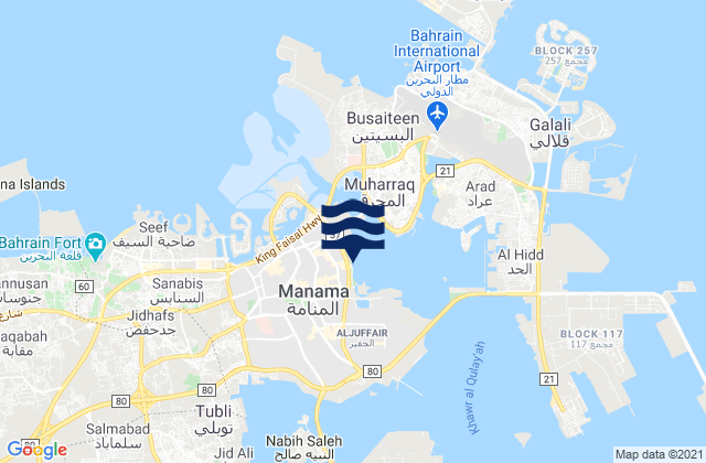 Mappa delle maree di Mina Salman, Saudi Arabia