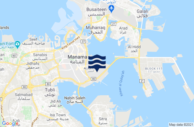 Mappa delle maree di Mina Sulman (Bahrain), Saudi Arabia