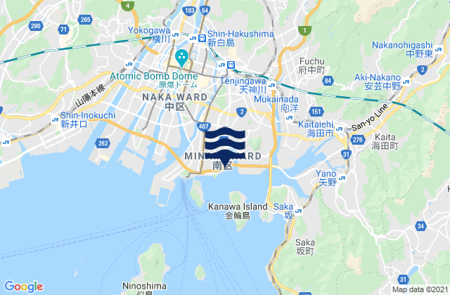 Mappa delle maree di Minami-ku, Japan