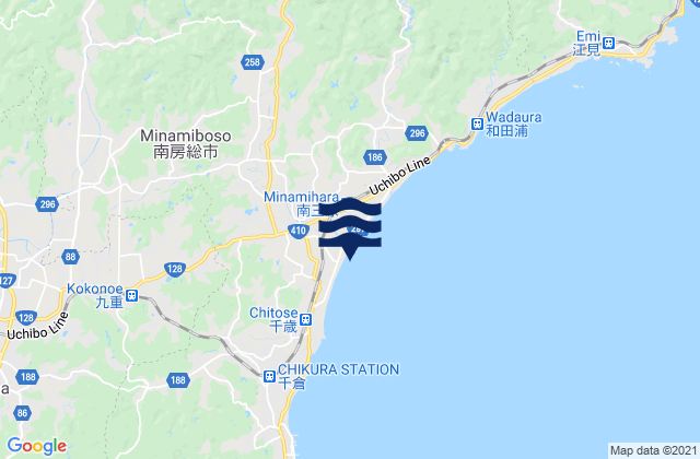 Mappa delle maree di Minamibōsō Shi, Japan