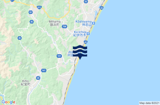 Mappa delle maree di Minamimuro-gun, Japan