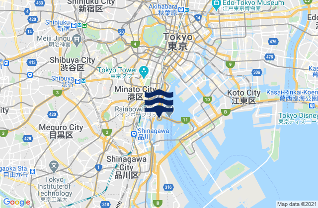 Mappa delle maree di Minato-ku, Japan