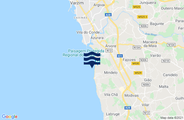 Mappa delle maree di Mindelo, Portugal