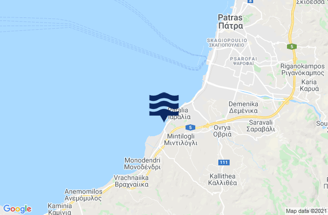 Mappa delle maree di Mindilóglion, Greece