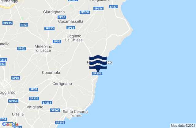 Mappa delle maree di Minervino di Lecce, Italy