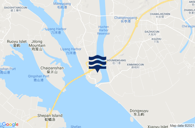 Mappa delle maree di Minggang, China