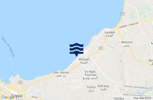 Mappa delle maree di Miniyeh-Danniyeh, Lebanon
