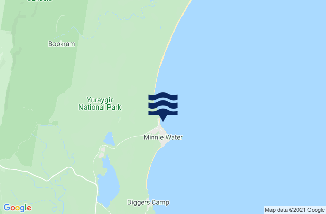 Mappa delle maree di Minnie Water Beach, Australia