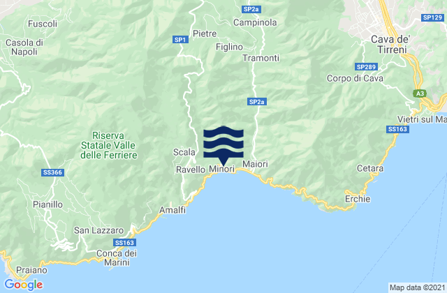 Mappa delle maree di Minori, Italy