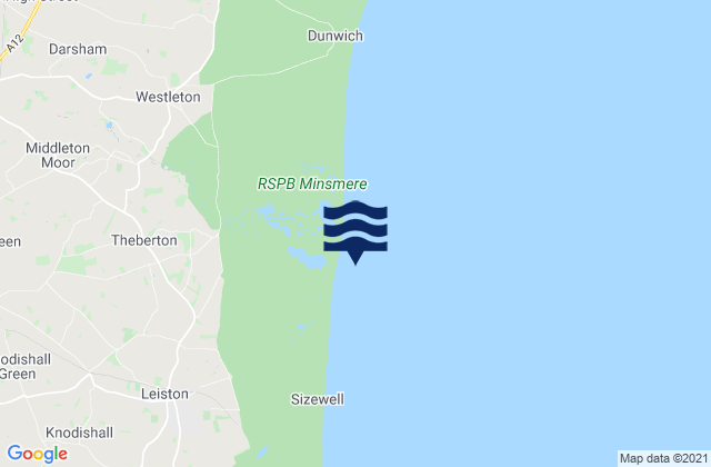 Mappa delle maree di Minsmere Sluice, United Kingdom