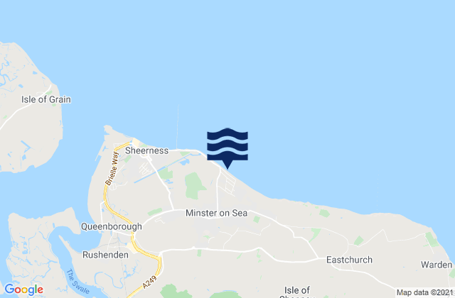 Mappa delle maree di Minster Leas Beach, United Kingdom