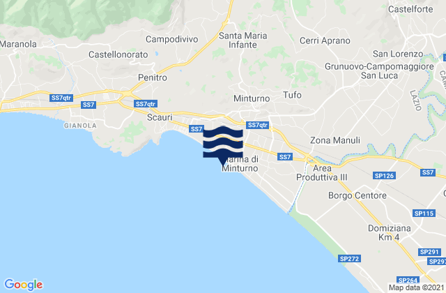 Mappa delle maree di Minturno, Italy