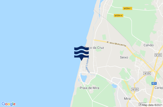 Mappa delle maree di Mira, Portugal