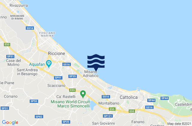 Mappa delle maree di Misano Adriatico, Italy