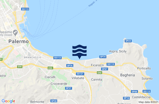 Mappa delle maree di Misilmeri, Italy