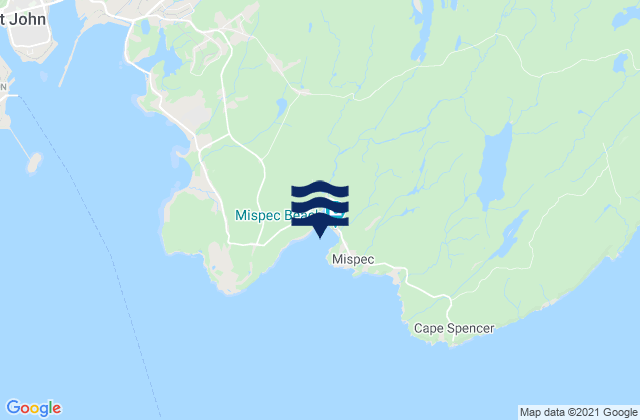 Mappa delle maree di Mispec Bay, Canada