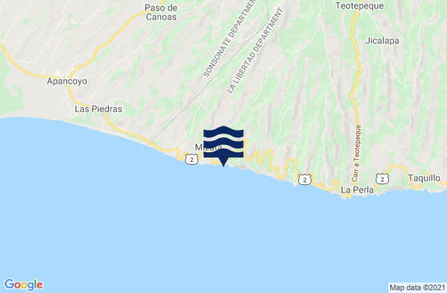 Mappa delle maree di Mizata, El Salvador
