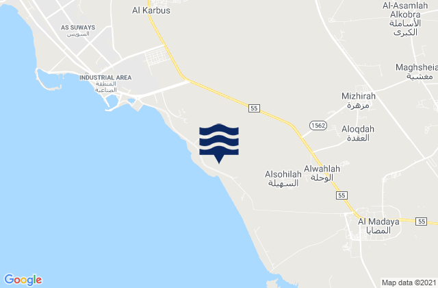 Mappa delle maree di Mizhirah, Saudi Arabia