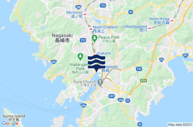 Mappa delle maree di Mizu-No-Ura (Kyusyu/w.), Japan