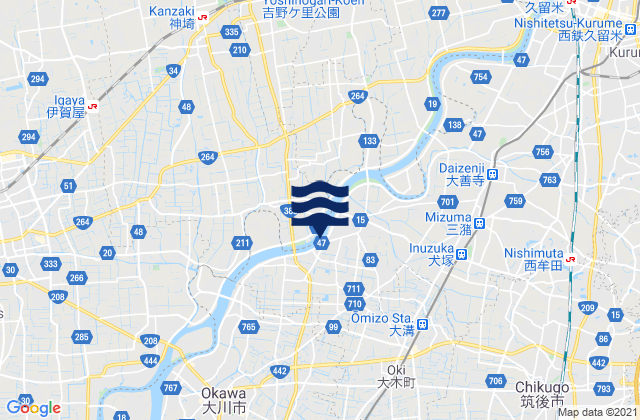 Mappa delle maree di Mizuma-gun, Japan