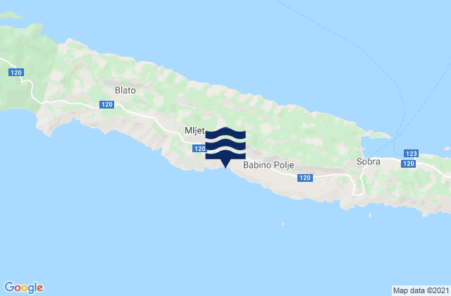 Mappa delle maree di Mljet, Croatia