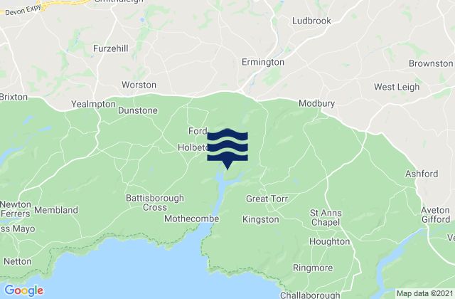 Mappa delle maree di Modbury, United Kingdom
