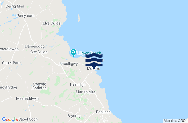 Mappa delle maree di Moelfre, United Kingdom
