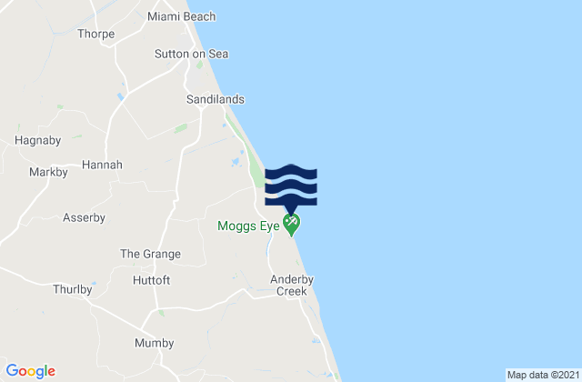 Mappa delle maree di Moggs Eye (Huttoft Beach) Beach, United Kingdom