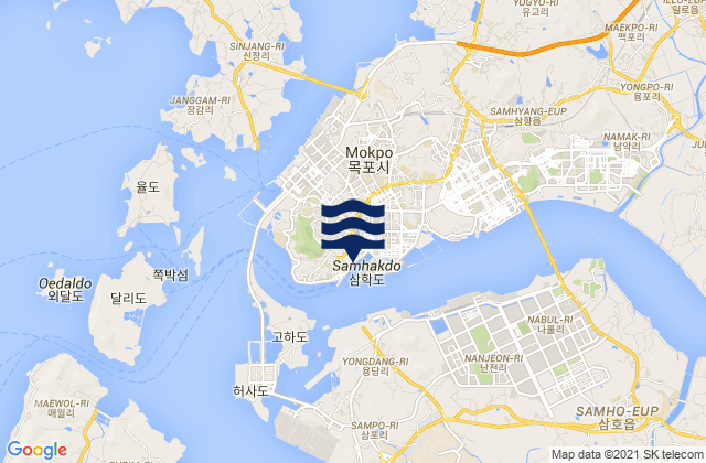 Mappa delle maree di Mogpo, South Korea