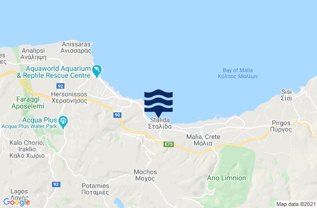 Mappa delle maree di Mokhós, Greece