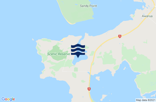 Mappa delle maree di Mokomoko Inlet, New Zealand