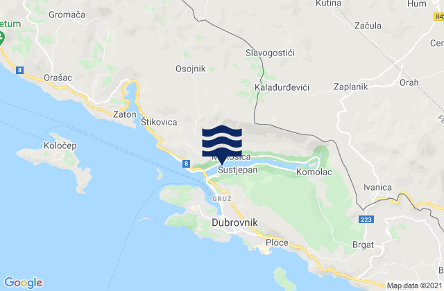 Mappa delle maree di Mokošica, Croatia